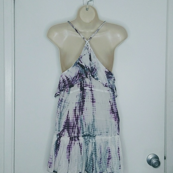 SOLD-Free People Beaded Tie Dye Ruffle Top - Picture 3 of 6